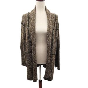 ISLAND TRIBE KNITS Cardigan Sweater Multi‎ Color Textured Open Front Long Sleeve
